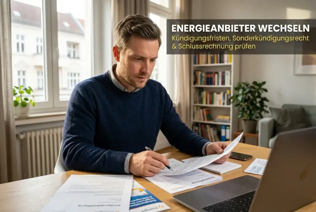Energieanbieter wechseln: Kündigungsfristen, Sonderkündigungsrecht und wie du die Schlussrechnung prüfst