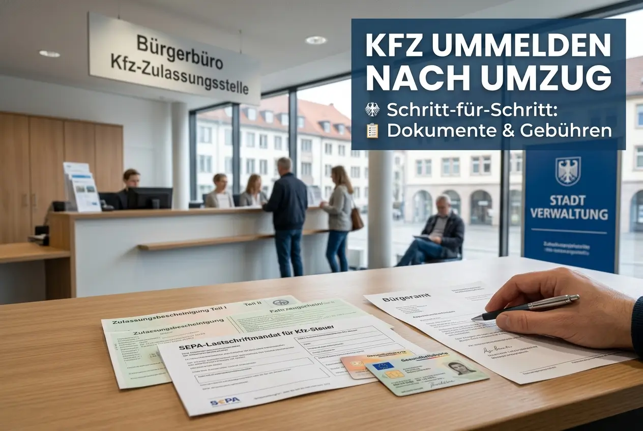 Escritório de registro de veículos em Bürgerbüro com formulários
