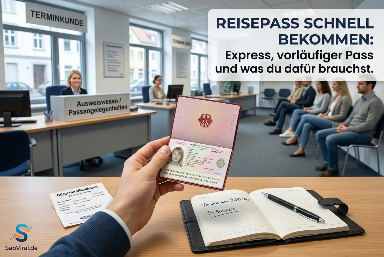 Pessoa com passaporte na mão em escritório de serviços de cidadania